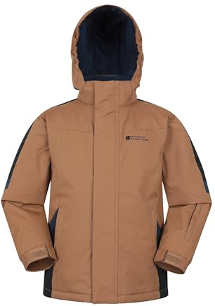Mountain Warehouse Veste de ski Raptor pour enfants - Manteau neige imperméable doublé de polaire avec capuche - Hiver chaud pour garçon et fille pour ski, snowboard et plein air, peau, 9-10 ans