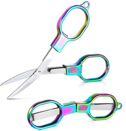 Forbici pieghevoli arcobaleno portatili di sicurezza forbici da viaggio in acciaio inox forbici per carta piccole forbici in metallo per artigianato di carta cucito scrapbooking ufficio scuola
