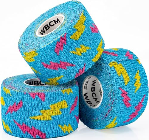 WARM BODY COLD MIND 3,8 cm Daumen Tape für Gewichtheben – Hook Grip Tape für Gym, Powerlifting, Deadlift, Krafttraining, Athletic Finger Wrap (3 Rollen Blue Thunder)