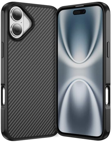 IMEIKONST Phone Case for iPhone 17, Carbon Fiber + TPU Bumper Skin-Friendly Magnetic Lightweight Shell, Wear Resistant Anti-Slip Anti-Scratch Shockproof Cover for iPhone 17. Black TXW