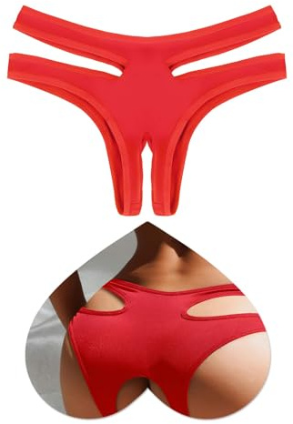 ohyeahlady Perizoma Donna Seducente Hot Aperto Taglia Forti Tanga Sexydonna Hot con Buco Slip Brasiliana Mutandine Hot Intimo Seducente Hard Aperto Slip Underwear Rosso,L