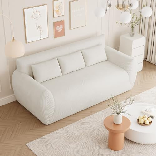 Vesgantti 200cm Corduroy 3 Seater Sofa,No Assembly Required Boneless Couch