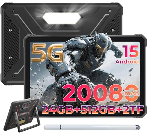 HOTWAV R9 Ultra 5G Rugged Tablet Android 15-2K 11 Pollici Stilo Tablet 24GB+512GB/2TB TF Tablets Impermeabile, 20080mAh Robusto Tablet PC 64MP+16MP/IP68 69K/Dual SIM 5G/5G WiFi/Face ID/GPS/OTG