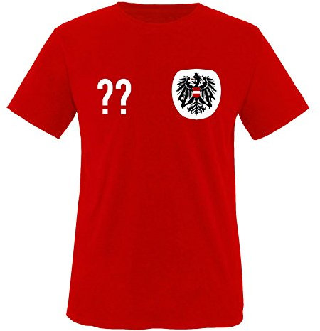 Trikot - at - WUNSCHDRUCK - Kinder T-Shirt - Rot/Weiss-Schwarz Gr. 152-164