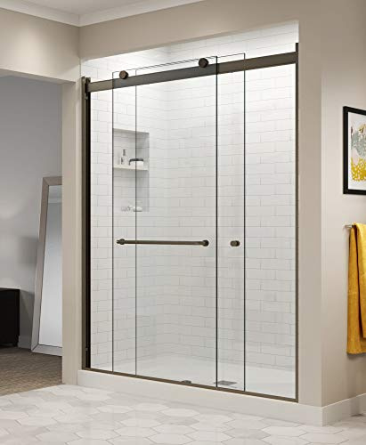 Basco Sliding Shower Door, Rotolo RTLA05B6070CLOR, 56-60 in. Wide x 70 in. High, Oil Rubbed Bronze, 1/4 in. Clear Tempered Glass