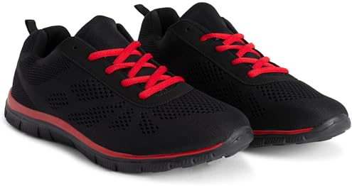 Get Fit Mens Lightweight Gym Fitness Athletic Comfort Cushioned Trainers - Black/Red - 9