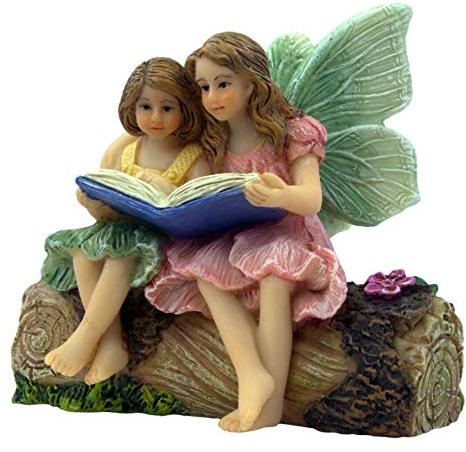 PRETMANNS Hadas para jardín de hadas,Figuras de hadas al aire libre,Hadas de jardín para exteriores o interiores pieza para proyecto de figura de hadas en miniatura, hermanas en un tronco, 1 pieza