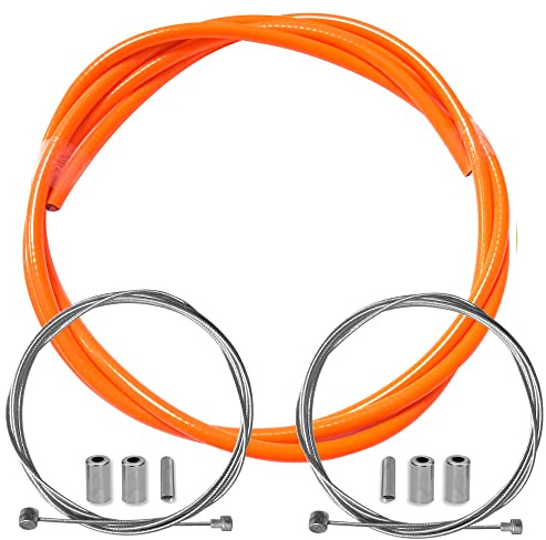 cyclingcolors cykelbromsmantel med kabel ändkåpor fram kit baktill, kompatibel med Shimano Sram cykel stadsväg mountainbike insats prestanda kabel (fluorescerande orange)