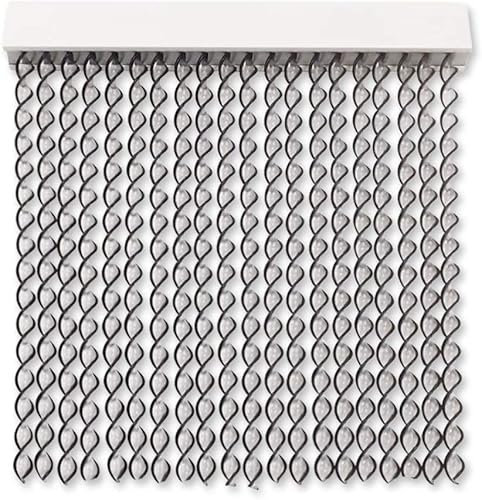 Genérico Tende per esterni anti-mosche | Materiale PVC e barra in alluminio | Ideale per terrazza e giardino (nero) trasparente, 120 x 220 cm)