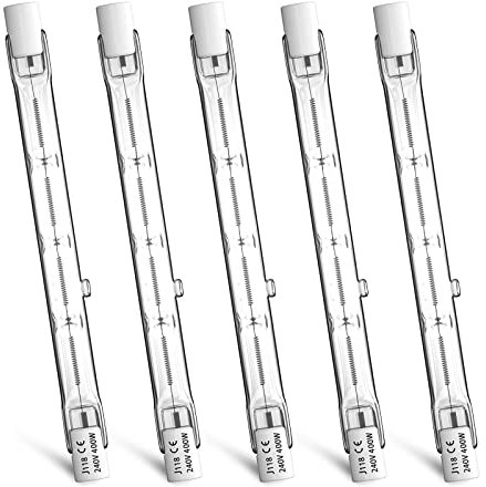 Luxvista Dimmable R7S 118MM 400W Alogeno Lampadina a Matita Bianco Caldo 2800k 7500lm J118 Proiettore Alogeno Lineare per Illuminazione Paesaggistica, Sicurezza, Lampada da Pavimento, 5unità