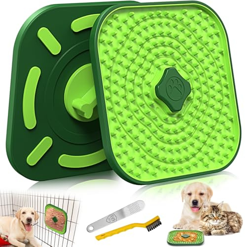 HOPET Licking Mat for Dogs Crate, Interactive Large 7.1 Size Lick Mats for Boredom Relief & Anxiety Reduction, Soft & Safe Peanut Butter Lick Pad for Training(Square-Shaped)