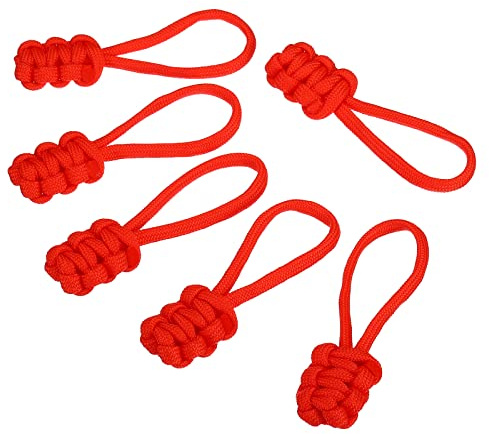 PATIKIL Zipper Pulls Replacement, 15 Pack Extension Cord Handle Fix Pull Tab Extender Fixer Slider Head Repair Kit for Luggage Backpack Jacket, Red