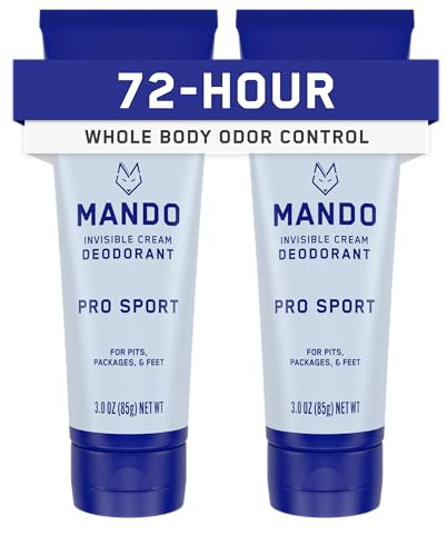 Mando Desodorante corporal para hombre, crema invisible, control de olores durante 72 horas, sin aluminio, bicarbonato de sodio