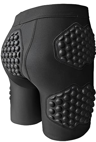 Topeter Pantalones cortos acolchados de compresión para hombre, para baloncesto, ropa interior protectora de cadera, Negro puro, XX-Large