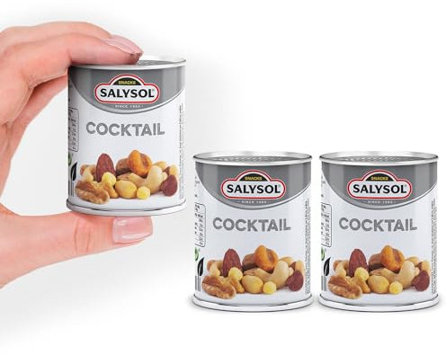 Salysol Snacks Nuts Spicy Cocktail 3 x 50g Cans - Smoke Almonds, Hazelnuts, Cashews, Salt Peanuts, Walnuts, Roasted Corn, Honey Peanuts - Gift Sets for Men and Women
