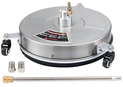 mufojyez Limpiador de superficies de lavado a presión de 15 pulgadas con una varita de extensión, 2 boquillas de repuesto, 4 juntas tóricas, limpiador de superficies de lavadora eléctrica para