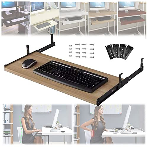 Skjutbart tangentbordsfack för skrivbordsförlängning 54/60/70 x 27 cm träbord skjutbar under skrivbord för ergonomisk hållningsjustering och förbättrad komfort enkel montering stark bärförmåga