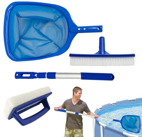 Kit De Nettoyage De Piscine, Kit De Nettoyage De Piscine | Outils De Piscine pour Le Nettoyage - Fournitures De Nettoyage De Piscine, Poteau De Filet D'écumage De Brosse De Piscine pour Piscines Hors