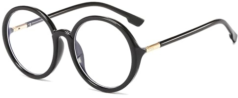 EYEGLSMST Lunettes de Lecture Oversized Rondes 1.25 Pour Femmes Hommes, Vintage Anti-Lumière Bleue pour Ordinateur, Réduit la Fatigue Oculaire