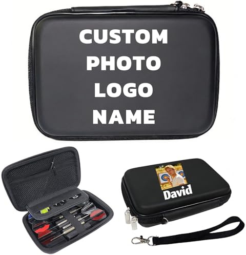 Générique Etui Flechette Personnalisé avec Photo Logo Texte et Nom, Pochette Flechette Portable Peut Contenir 6 Flechettes, avec Plusieurs Poches, Accessoire Flechettes, pour Amateurs de Fléchettes