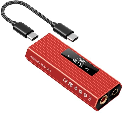 joliker Amplificatore Cuffie DAC USB-C Portatile Hi-Fi ES9028Q2M, DSD256/PCM 384kHz 32bit, uscite 3,5mm + bilanciata 4,4mm, Compatibile iPhone 15/16, Android, PC, Mac
