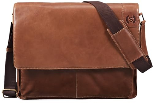 STILORD 'Athos' Businesstasche Leder Herren Damen 15,6 Zoll Laptoptasche Messenger Bag Vintage Umhängetasche viele Fächer & groß elegante Aktentasche aus echtem Leder, Farbe:ocker - braun
