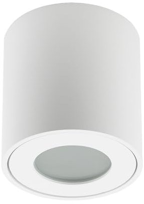 EDO KLARS White Surface-Mounted lamp White IP44 Waterproof Bathroom Surface-Mounted lamp for Bathroom with GU10 Socket Round White Surface-Mounted Ceiling Light Fixture EDO777338