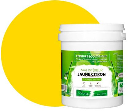 BOX DECO COULEURS Peinture murale naturelle écologique aspect mat intérieur Natura - 1L, Jaune Citron