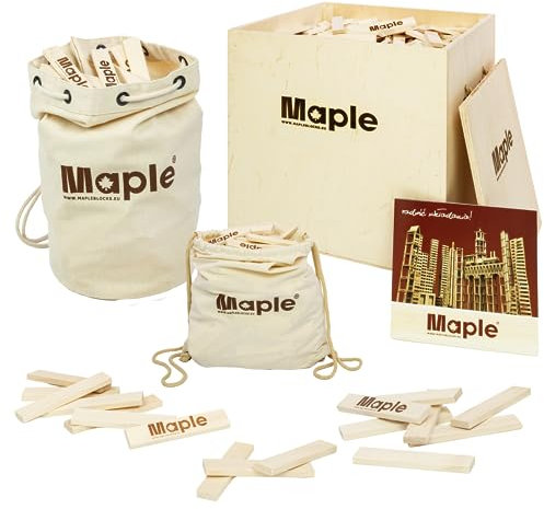 Natursache Holzbausteine - Entfessle kindliche Fantasie! Ultimatives Set für Kinder ab 3: Kreatives Spielen mit Naturmaterialien (Maple Ecobag 300)