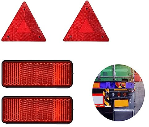 Forlush 4 Pièces Réflecteur D'avertissement de Sécurité, Catadioptre, Réflecteurs Triangles, pour la Protection Nocturne de Tous Les Types de VéLos, Camions Et Remorques (Rouge)