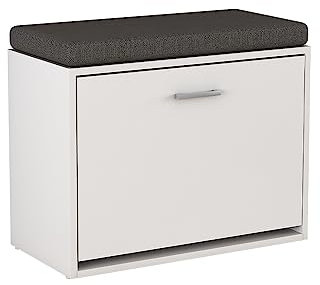 Vicco Schuhbank Georg, Sitzbank mit Stauraum, Weiß, 60 x 49.5 cm mit Auflage