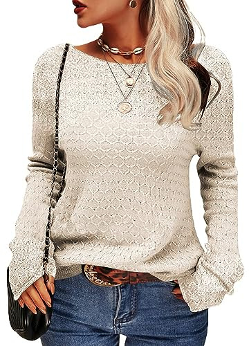 Tankaneo Colorblock - Maglione da Donna a Maniche Lunghe, Girocollo, a Righe, Slim Fit, Maglieria