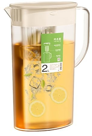 Brocca D'acqua Porta Frigorifero Con Coperchio, 2L Caraffa Con Inserto Per Frutta, Brocca Per Infusore Di Frutta Resistenza Al Calore, Brocca In Plastica Per Frigorifero Per Tè Freddo, Limonata