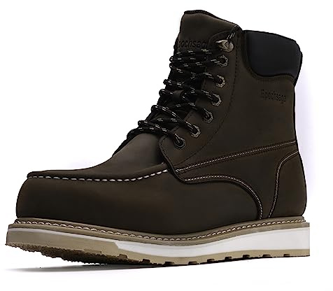 Acciaio Moc Toe impermeabile Stivali da lavoro di sicurezza per gli uomini, isolati scarpe da costruzione industriale (Marrone, Adulto, Uomo, 45.5, Numero, Sistema Taglie Calzature EU, Media)