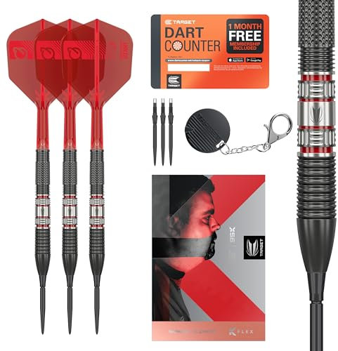 Target Darts Gabriel Clemens 95K Swiss Point Steeldarts, 95% Tungsten Darts with K-Flex Flights, 23G | German Giant Clemens Darts, Player Edition Swiss Points K Flex Dart-Set