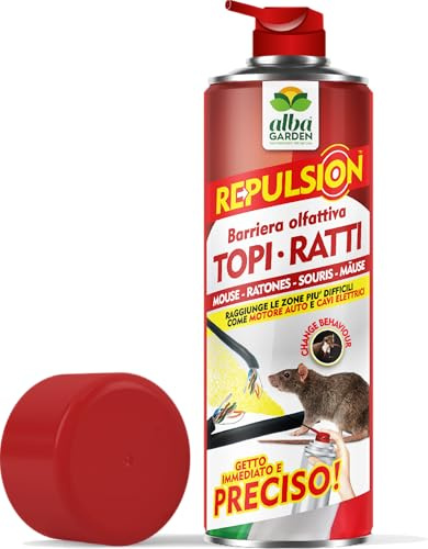 Albagarden - Repellente Per Topi - EFFETTO IMMEDIATO - Disabituante E Dissuasore Per Ratti - Per Interno Ed Esterno - Alternativa Naturale - Spray x 600 ml (4 Pezzi)