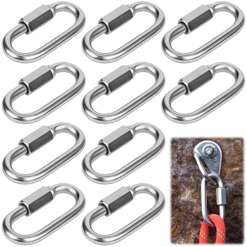XSHAO® 10 Stück Karabiner Schraubverschluss M6, 304 Edelstahl Schraubverbinder, Schraubglied für Outdoor, Schaukel, Camping und Wandern