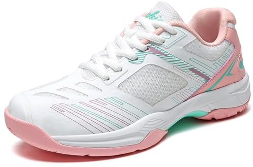 Hiuzylqx Womens Indoor Court Shoes Badminton Tennis Shoes Anti-Slip Lightweight Breathable for Table Tennis Pickleball