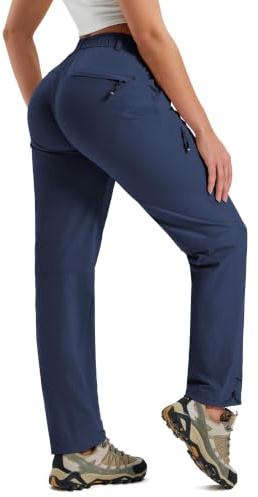 MoFiz Pantalon de Randonnée pour Femme Séchage Rapide Léger Cargo Pantalon Imperméable Respirant Multifonctionnel Montagne Pantalons avec Poche Zippée pour Casual Extérieur S-2XL