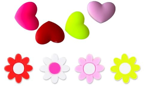 Thewasc 8 piezas de raqueta de tenis con diseño de corazón y flores, amortiguadores de vibraciones de silicona, amortiguadores de vibraciones, amortiguadores de cuerda de tenis duraderos con forma de