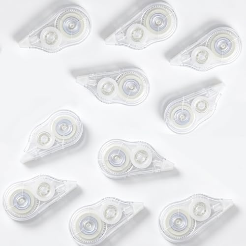 Set med 10 genomskinliga korrigeringstejp med importerad kärna, 5 mm x 12 m, vit musmatta med hög kapacitet för skola och kontor, smidig och snabbtorkande applikation, skolmaterial