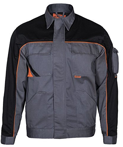 ARTMAS Professional Arbeitsjacke Professionelle Herren-Arbeitsjacke, Winddicht Jacke für den Installateur, Belüftung auf der Rückseite, mit Taschen, leichte, verstärkte Schutz; graue Farbe; (58)