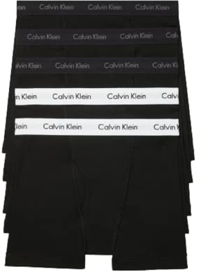 Calvin Klein Men's Cotton Classics 5-pack Boxer Brief, 3 Black Bodies W/Black Wb, 2 Black Bodies W/White Wb, Medium