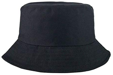 Deolven Sombrero de Pescador,Cappello da Pesca en Cotton & Polyester Fabric Sombrero de Sol Sombrero de Cubo para Niño Niña Unisex Camping Senderismo Pesca Caza 52-54cm Negro