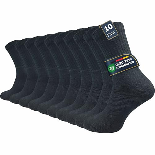 GAWILO Chaussettes militaires et de chasse pour homme et femme (10 paires) - Chaussettes de travail avec pied en tissu éponge renforcé - Chaussettes de loisirs avec ceinture confortable