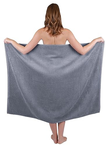 Betz Dresden Badetuch 100×140 cm – 1 Stück Saunatuch, 100% Baumwolle 400 g/m², extra groß & saugstark, Oeko-TEX® Farbe Anthrazit