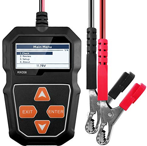 KW208 12V Car Battery Tester, Automotive Battery Load Tester, 100-2000 CCA Auto Cranking & Charging System Test, Display Diagnostic Checker Scan Tool Digital Battery Analyzer for Truck Marine SUV Boat