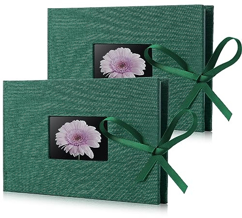2 Pack Small Photo Album 4x6, Fabmaker Each Picture Album Holds 24 Horizontal Photos, Linen Cover Picture Photo Book with Front Window, Mini Brag Books for 4x6 Pictures, Artwork or Postcards Storage