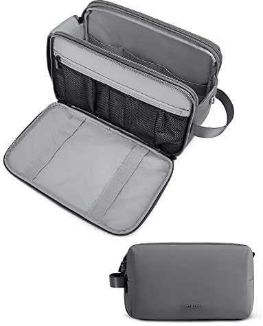 BAGSMART Kulturtasche für Herren,Travel Toiletry Organizer Dopp Kit Wasserabweisende Rasiertasche für Toilettenartikel Zubehör (Large Grau)
