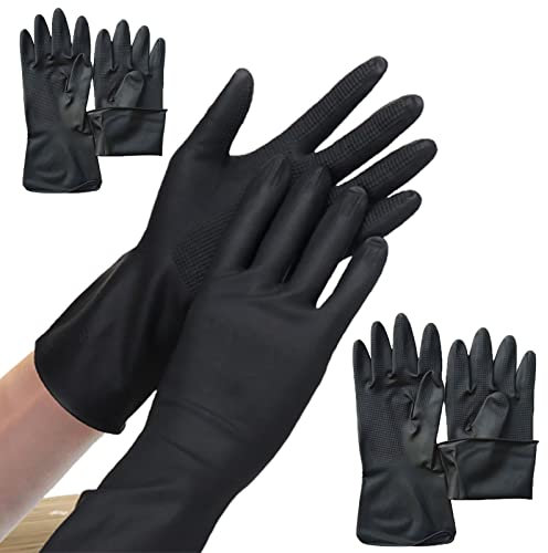 BAMFY Guantes Limpieza Limpieza for Las Tareas del Hogar 3 Pares Guantes Fregar Antideslizante Durable Y Eficaz Guantes De Cocina, Lavar Los Guantes (Color : Negro, Size : M)